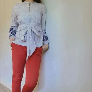 COPY - navy embroidered tunic top